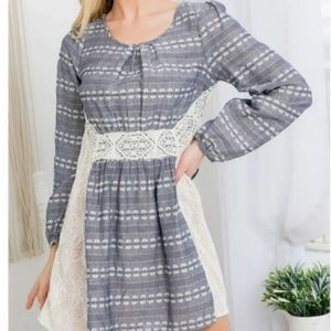 NWT RYU Lace Cutout Peasant Dress Size L